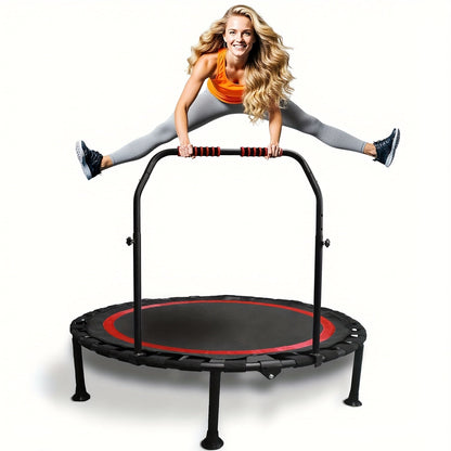 Mini Trampoline 40 Inch Collapsible Fitness Rebounder 660LBS Capacity, Adjustable Foam Handle Bars, Durable Elastic Straps & Thick Steel