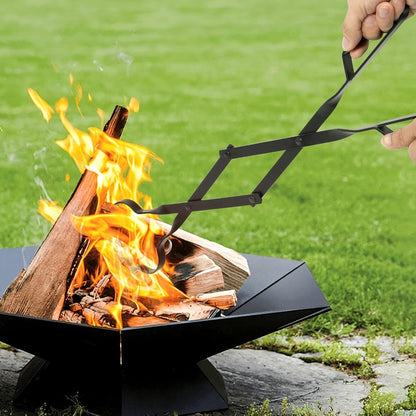 Fireplace Tongs 26 Inch Wrought Iron Log Tongs, Foldable Firewood Tongs with Stainless Steel Tip