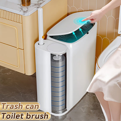 Disposable Toilet Brush with Trash Can 3-in-1 Set Replaceable Brush Heads Space-Saving for Entryways, Bedrooms and Living Spaces