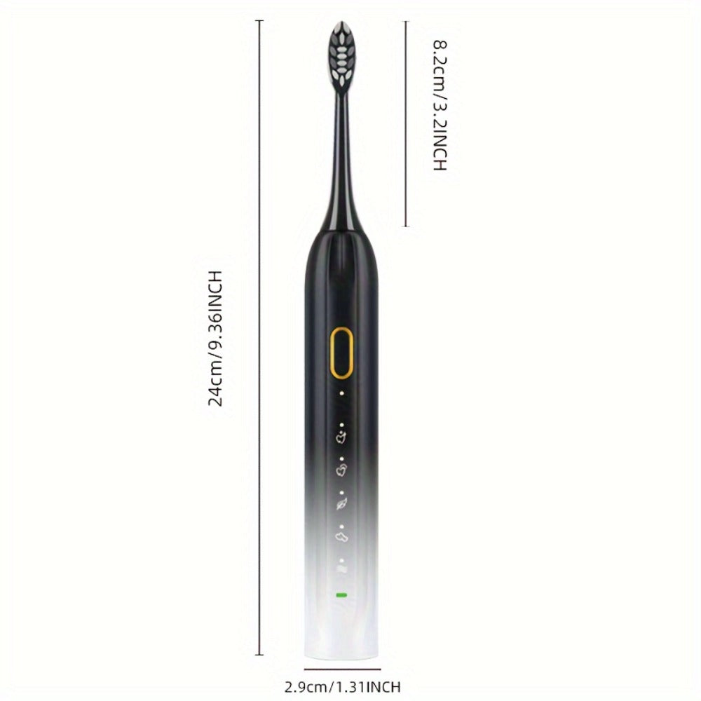 Sonic Electric Toothbrush IPX8 Waterproof USB Rechargeable with 5 Replacement Brush Heads, Smart Timer, Metal Shaft