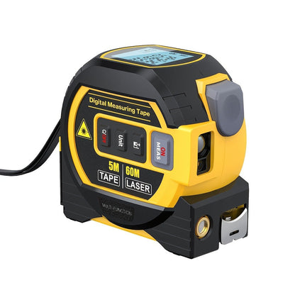Laser Distance Meter 3-in-1 60M Laser Rangefinder with 5M Tape Measure Laser Cross Line Area for Entryways, Bedrooms and Living Spaces