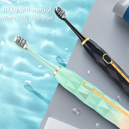 IPX8 Sonic Electric Toothbrush with 8 Replacement Brush Heads – Metal Shaft, USB Rechargeable 500mAh, Travel Case & Holder
