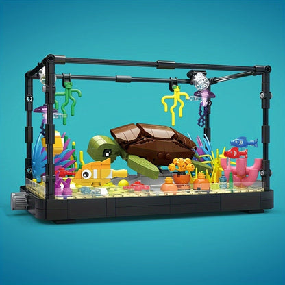 Building Block Set Marine Turtle Aquarium Model MY072 with Framed Underwater Scene and Hanging Sea Details