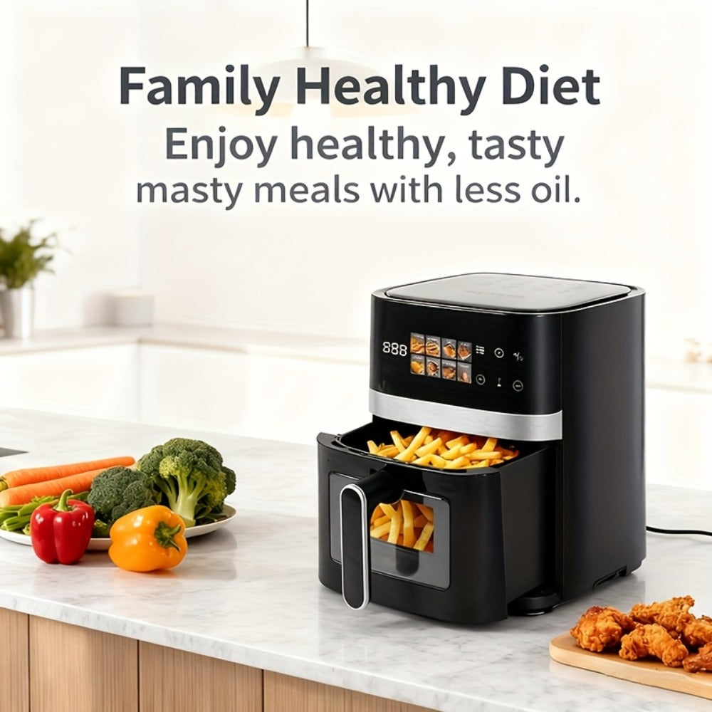 Air Fryer 5 Quart 8-in-1 Electric Hot Air Oven 1350W with LED Touchscreen & 360° Hot Air Circulation