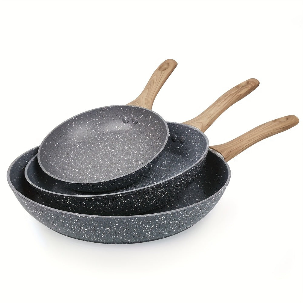Non-Stick Frying Pan Set 3-Piece 7 9.5 11 Inch, Skillet Set with Insulated Handle for Home Cooking, Dining and Outdoor Meals