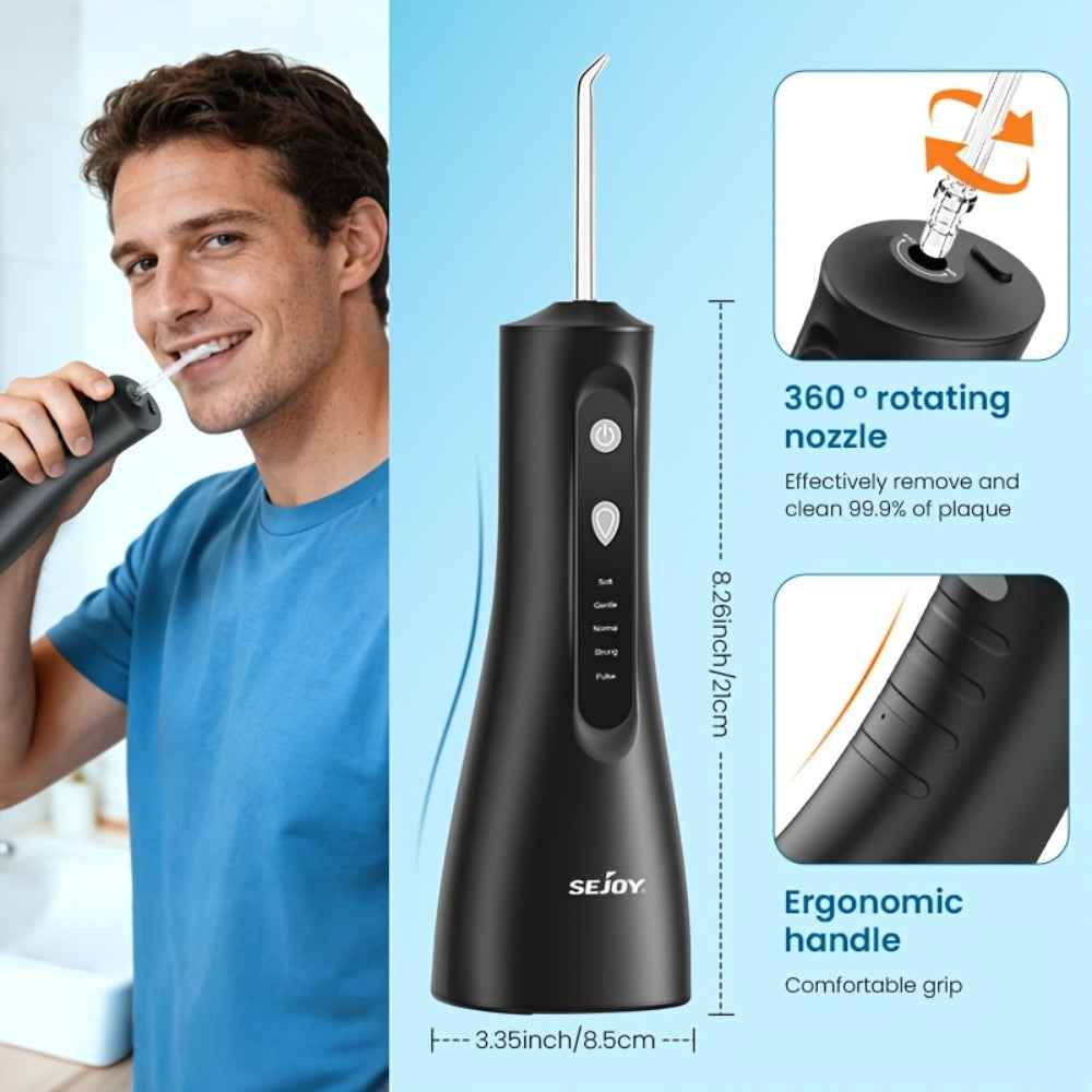 Water Flosser Cordless Oral Irrigator with Five Modes, Five Jet Tips, 1800mAh Battery and Pink or Black Options