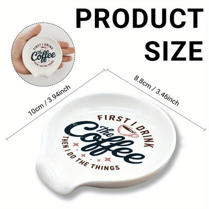 Ceramic Spoon Rest Funny Coffee Quote, "A Cup of No Return" Ceramic Utensil Holder for Coffee & Tea Spoons