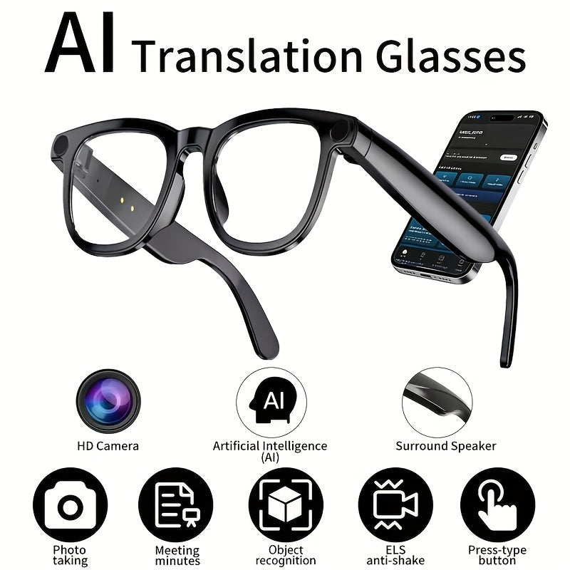 Smart Glasses Camera and Camera-Free Eyewear with Photochromic, Transparent and Black Lens Options