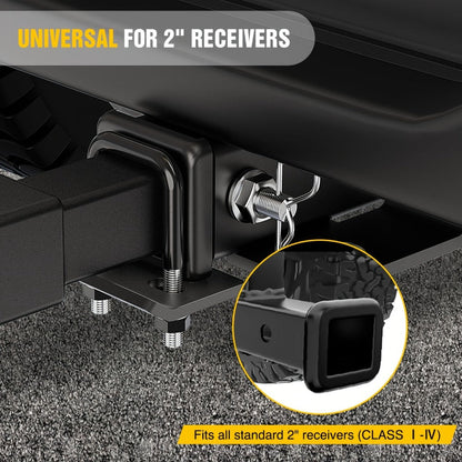 Trailer Hitch Tightener Anti Rattle Stabilizer 2 Inch Heavy Duty Steel U-Bolt with Rubber Cover Hitch Mount Wobble Eliminator for 2"