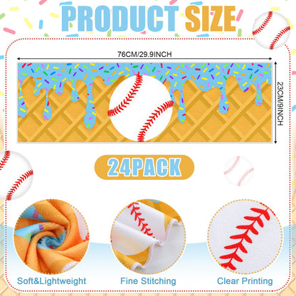 Sports Ice Towels 24-Pack – 30”×9” Mini Microfiber Cooling Towel for Baseball, Softball, Golf, Football, Yoga & Running