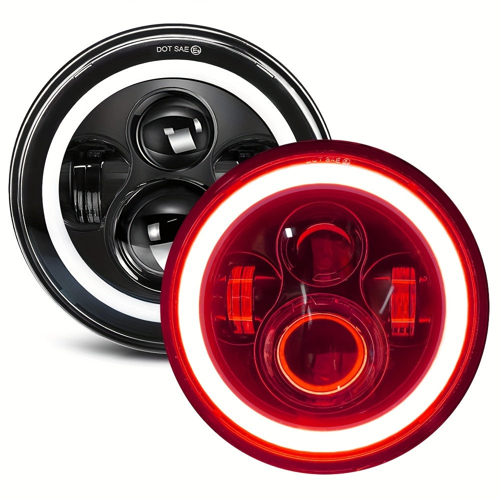 7 Inch Round LED Headlights for Jeep Wrangler JK TJ CJ Colorful DRL Halo Ring Amber Turn Signal High Low Beam