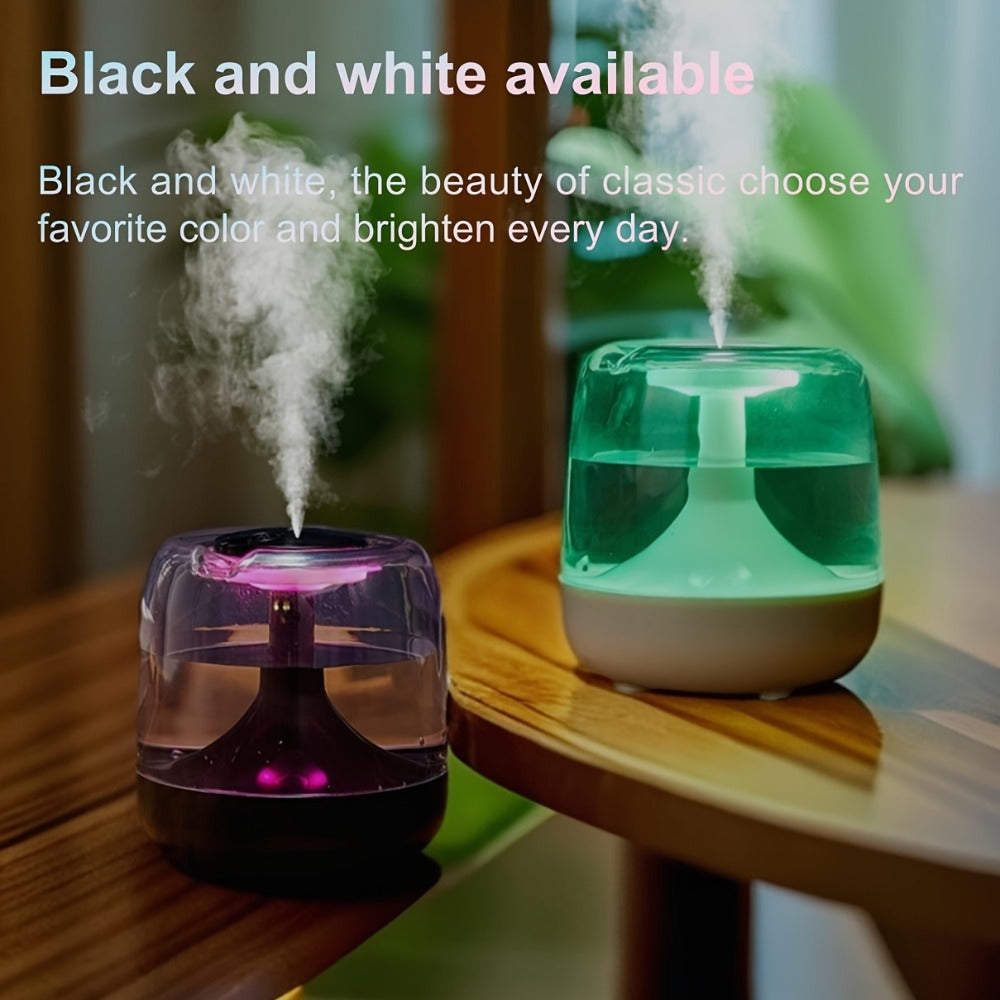 Cool Mist Humidifier with 7-Color Night Light & Transparent Tank, USB Quiet Humidifier 24H Runtime