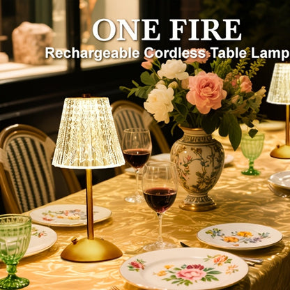 Crystal Atmosphere Lamp Portable, 3-Color Adjustable Touch LED Table Light with Retro Golden Design for Home