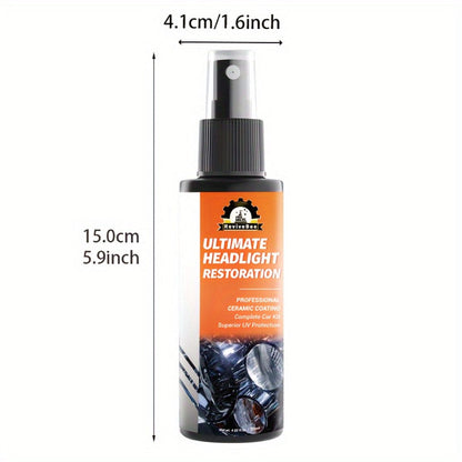 Car Headlight Polish Spray Bottle with Sponge Applicator for Manual Lens Surface Cleaning and Buffing