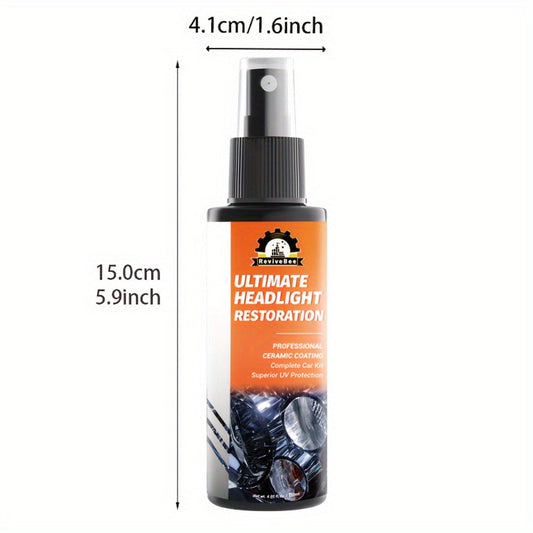Car Headlight Polish Spray Bottle with Sponge Applicator for Manual Lens Surface Cleaning and Buffing