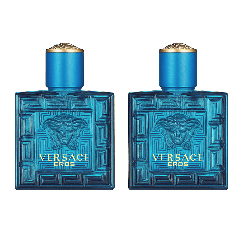 Eau de Toilette Versace Eros for Men Travel Mini Pack with Two 5ml Blue Bottles and Boxed Set