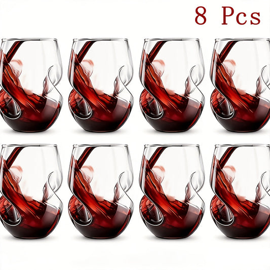 Geometric Twisted Cocktail Glasses 4 or 8 Pack – 400ml Wide Mouth BPA-Free Borosilicate Glass – Festive Drinkware for Whiskey, Beer & Tea