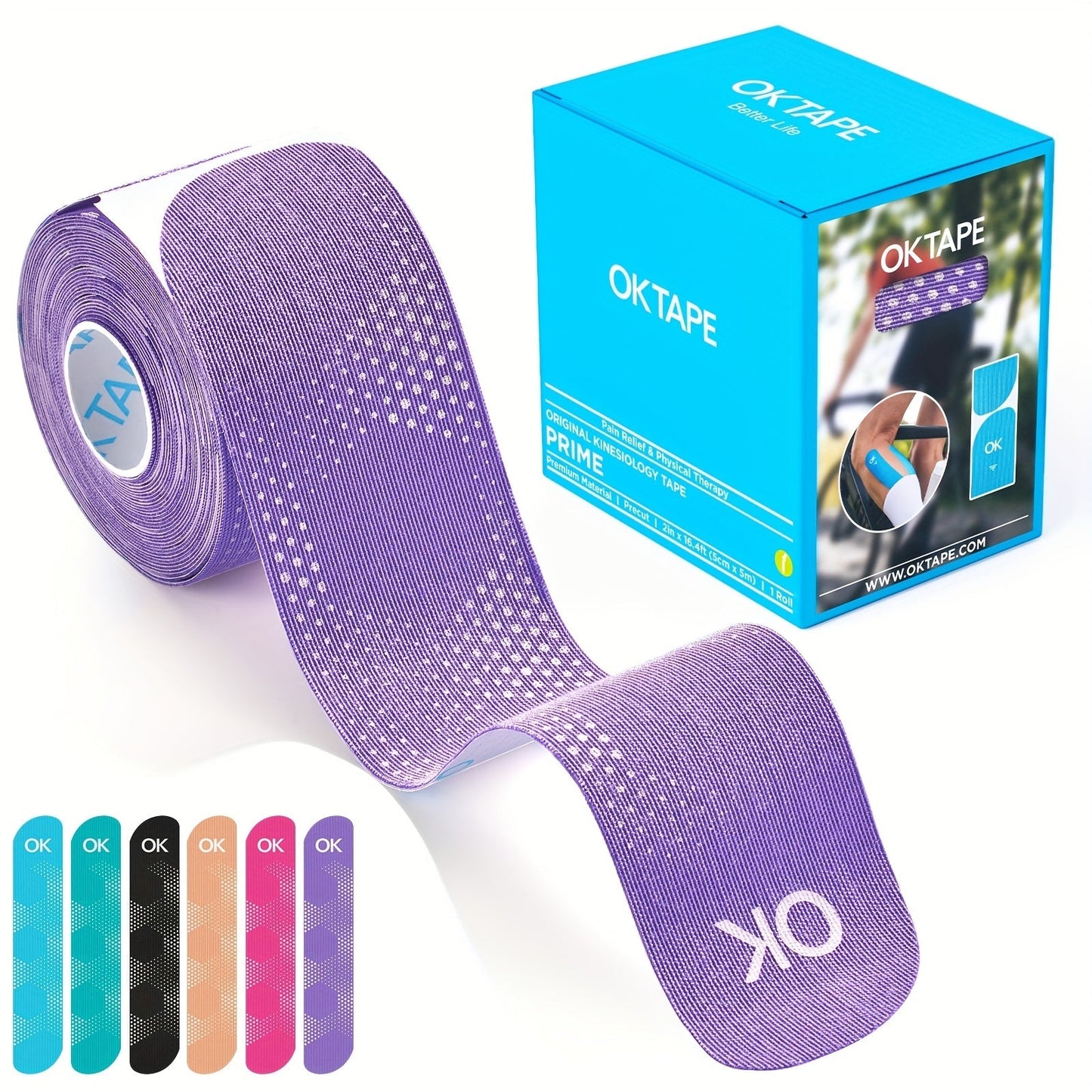 Sports Kinesiology Tape 20 Precut Strips Purple Reflective – Elastic Synthetic Athletic Muscle Support Tape, Quick Adhesion, 2" x 10" Each