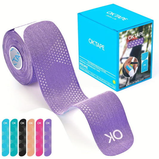 Sports Kinesiology Tape 20 Precut Strips Purple Reflective – Elastic Synthetic Athletic Muscle Support Tape, Quick Adhesion, 2" x 10" Each