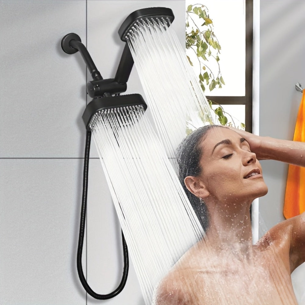 2-in-1 High Pressure Handheld Shower Head Set with Rain Showerhead, Long Hose T-Valve ABS Wall Mount Bathroom Upgrade