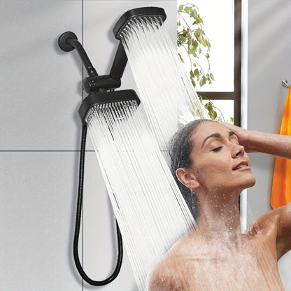 2-in-1 High Pressure Handheld Shower Head Set with Rain Showerhead, Long Hose T-Valve ABS Wall Mount Bathroom Upgrade