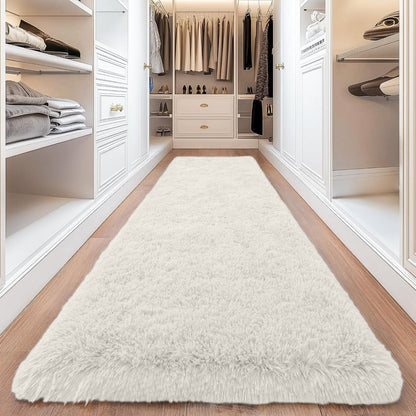Area Rug, 4x6 Foot Shaggy Faux-Fur Indoor Carpet in Five Solid Colors with Machine-Wash Care