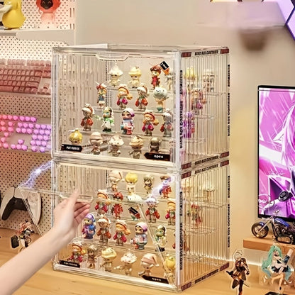 4-Tier Acrylic Figure Display Case with Magnetic Design – Clear Collector Showcase Box for Action Figures Dolls Funko Pop Anime Desktop