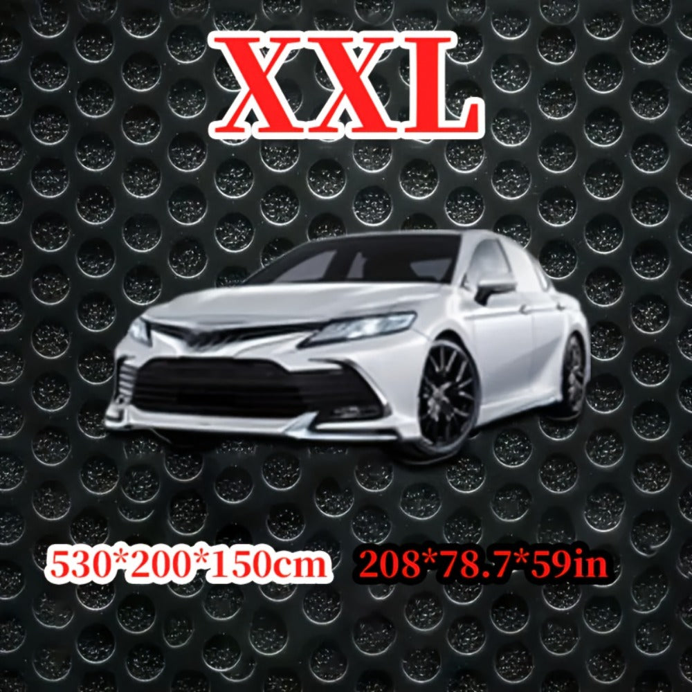 Black Full Car Cover with Green Reflective Trim in Six Sedan or SUV Sizes from 490 x 180 x 150 to 540 x 200 x 185 cm