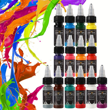 Tattoo Ink EIPTWH 14-Color Set with 15ml Bottles and One Complete Kit Configuration with Item-Specific Color, Capacity and Bottle Choices