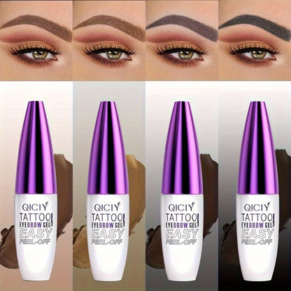 Eyebrow Tint Gel 4-Pack Semi-Permanent Tattoo Brow Gel Peel-Off, with Plant-Based Squalane, 4 Shades for All Skin Types