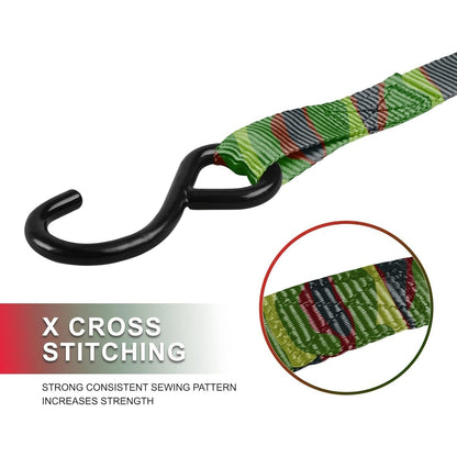 Ratchet Tie Down Straps 4-Pack 15FT 1, 500 lb Break Strength Heavy Duty with Soft Loops & Storage Bag – High-Visibility Webbing