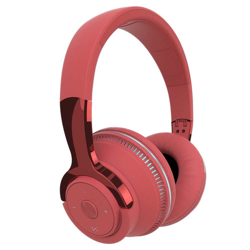 Foldable Wireless Over-Ear Headphones with FM Radio, TF Card, LED Accent Lights, 3.5mm AUX and Four Colors