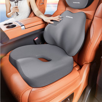 Memory Foam Car Seat Cushion & Back Cushion Set – Ergonomic Lumbar & Hip Support, Non-Slip, Machine Washable, Fits Sedans SUVs Trucks
