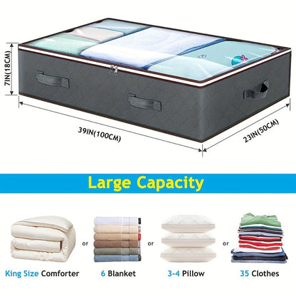 Under Bed Storage Bins Collapsible 23.78 Gal – Foldable Underbed Organizer Bags for Blankets, Clothes, Comforters