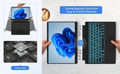 Surface Pro Keyboard with 7-Color Backlit Touchpad Ultra-Slim Bluetooth Wireless 15M Rechargeable 750mAh Type Cover for Microsoft Surface