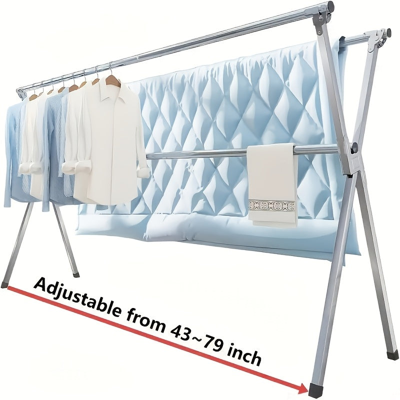 Clothes Drying Rack Collapsible Freestanding, Heavy Duty Stainless Steel Laundry Drying Rack Indoor Outdoor