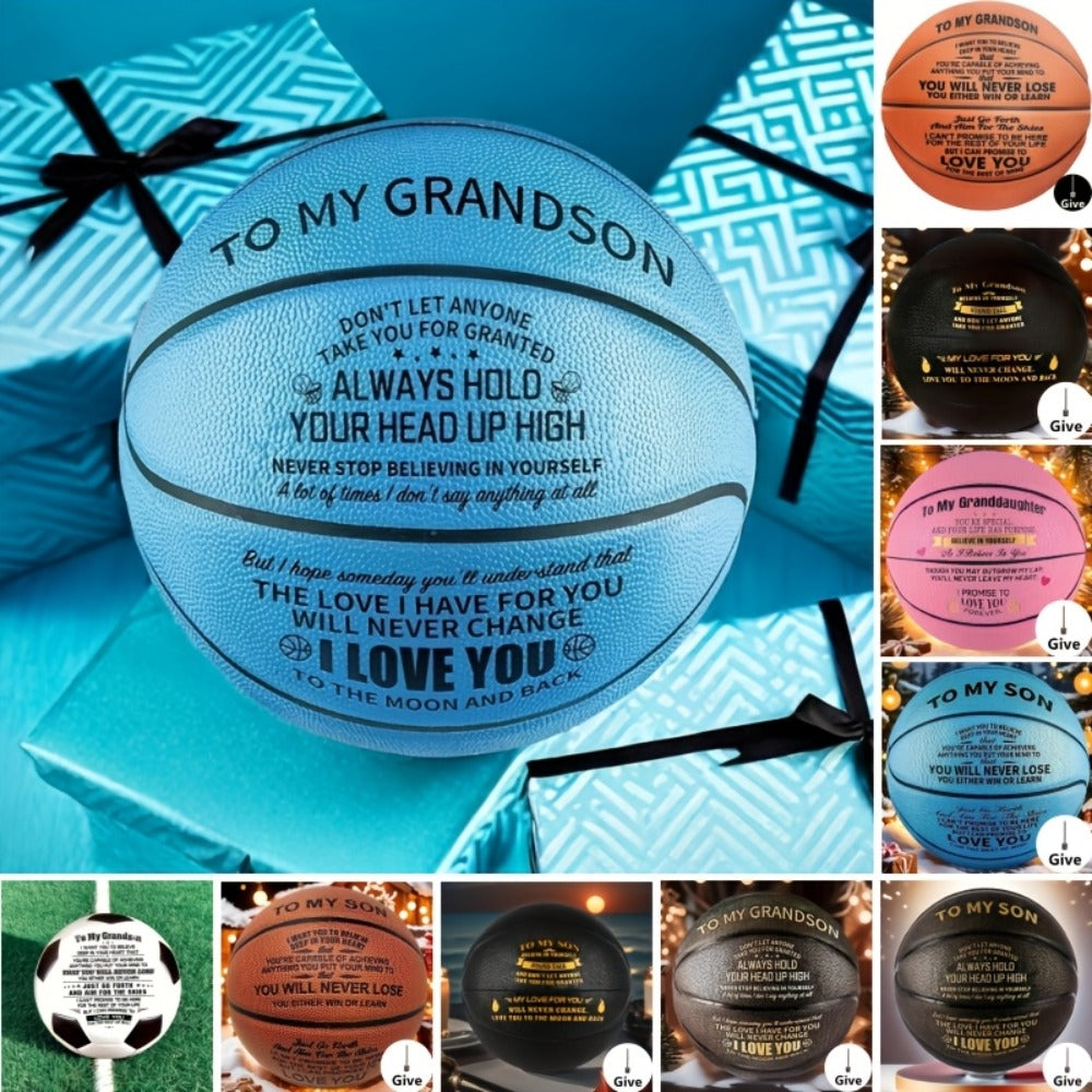 Personalized Basketball Gift for Son & Grandson Standard Size with Pump To My Son To My Grandson Heartfelt Message Sports Birthday Christmas