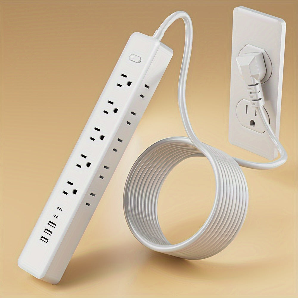 Wall Mount Power Strip 15-in-1 Slim Long Strip, 10 AC Outlets & 5 USB Ports (3 USB-A + 2 USB-C), Surge Protection Overload Protection