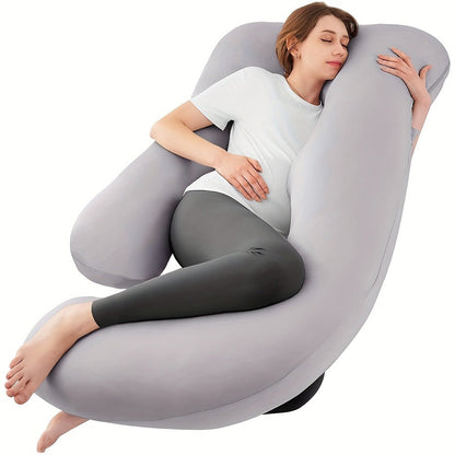 Pregnancy Pillow J-Shape 60 Inch Full Body Maternity Pillow with Velvet Cover for Entryways, Bedrooms and Living Spaces