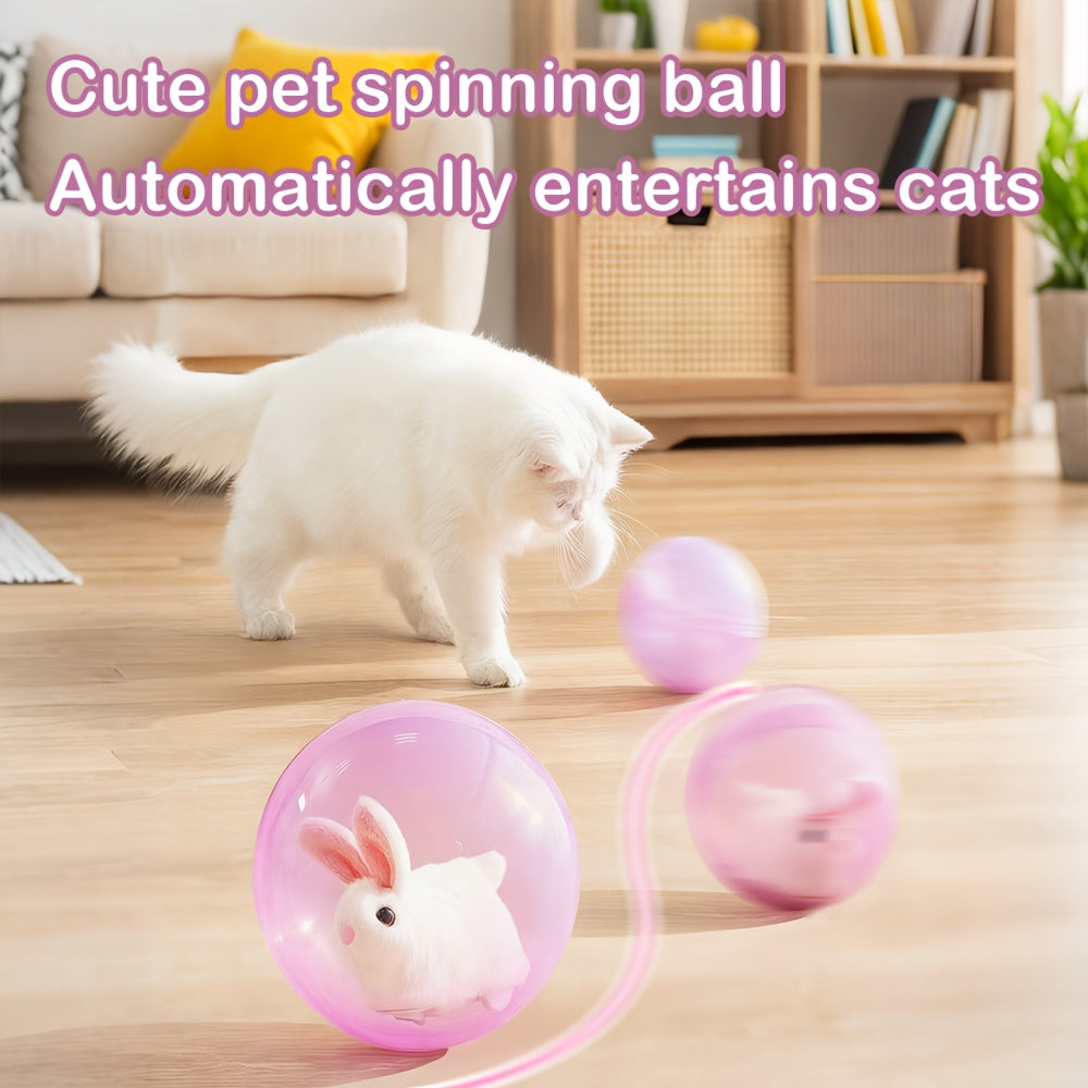 Interactive Cat Toy Ball – Automatic Motion Activated Rolling Toy for Indoor Cats and Dogs, Rechargeable Electric Moving Ball with Rabbit