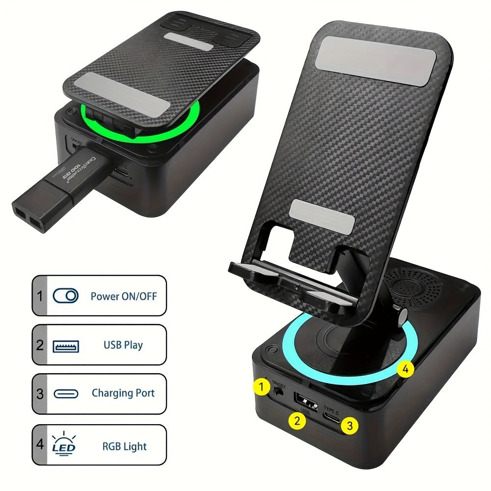 Bluetooth Speaker Phone Holder 5-in-1, 360° Adjustable Tablet Stand with HD Surround Sound