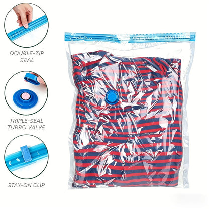 Vacuum Storage Bags with Air Pump, 20-21 Pack Reusable Compression Bags for Clothes, Quilts & Blankets