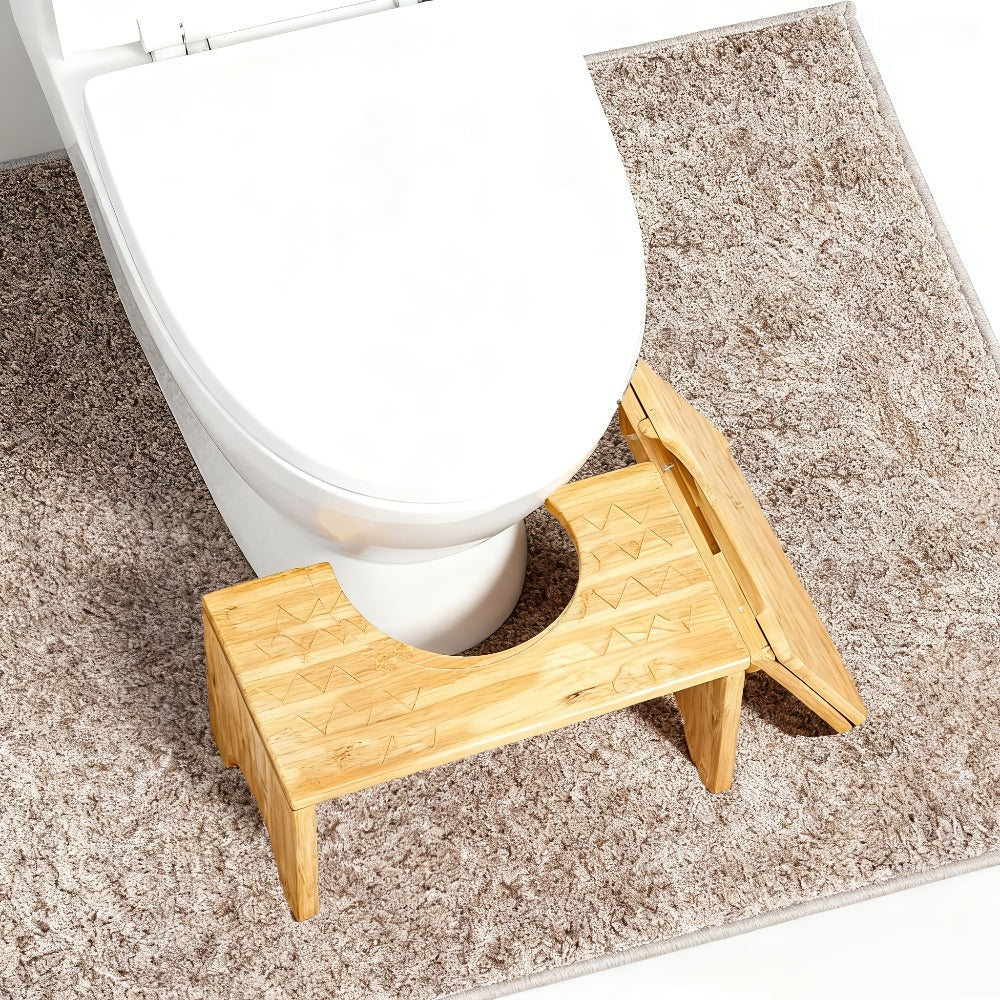 Toilet Stool Foldable Bamboo Squatting Stool – Ergonomic 7-Inch Height for Natural Constipation Relief | Collapsible Non-Slip Bathroom