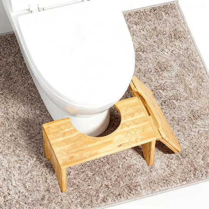 Toilet Stool Foldable Bamboo Squatting Stool – Ergonomic 7-Inch Height for Natural Constipation Relief | Collapsible Non-Slip Bathroom