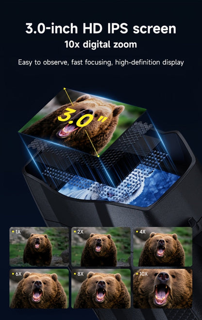Night Vision Goggles with Built-In 3W IR Illuminator, 200MP HD, 10X Digital Zoom, 5W IR Light, Battery
