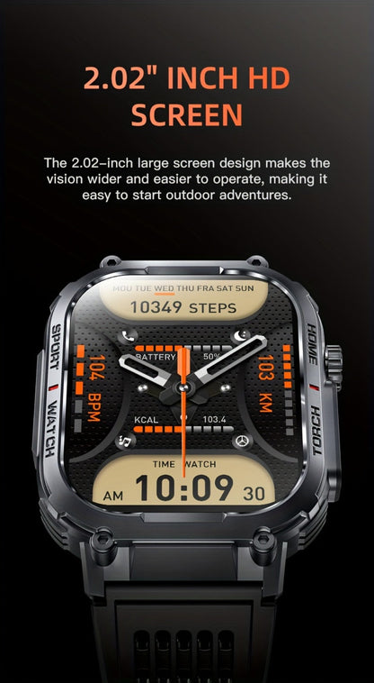 Smart Watch 2.02-Inch Rugged TFT Display with 500mAh Battery, LED Flashlight and Wireless Calling