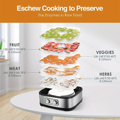 Food Dehydrator 240W with Temperature Control | BPA-Free Dishwasher-Safe Trays, Electric Food Dryer for Jerky, Fruits, Herbs & Vegetables