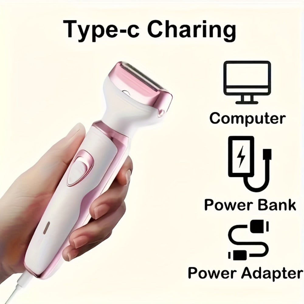 Rechargeable Facial Hair Remover Set for Women with Pink and Purple Multi Tool Options for Grooming