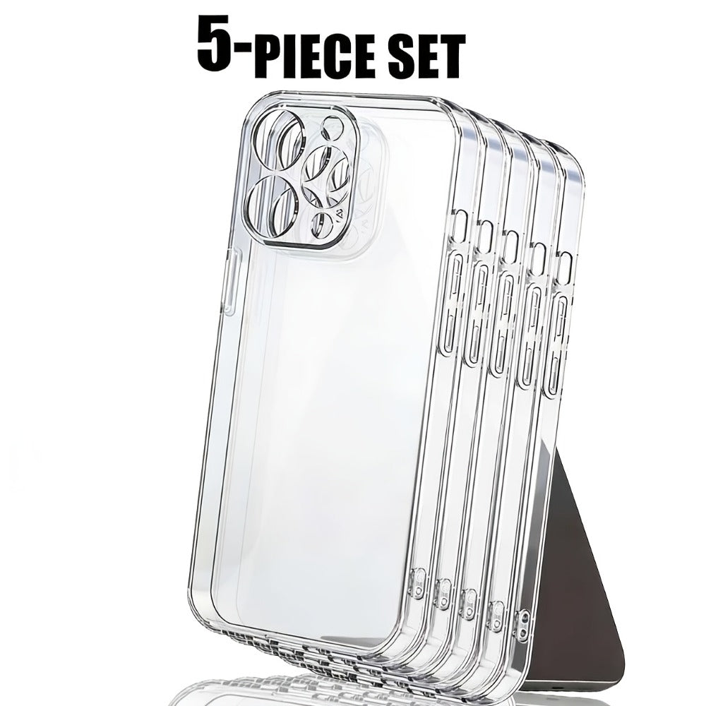 5-Pack Clear Shockproof iPhone Case Bundle Transparent Anti-Drop TPU Cover for iPhone 16 15 14 13 12 11 X XS Pro Max Plus