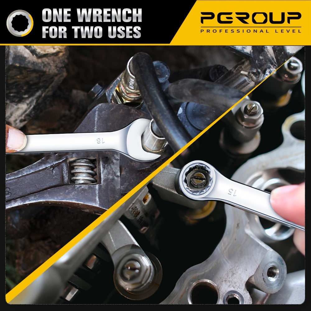 Combination Wrench Set with 14-Piece Metric, 14-Piece SAE or 32-Piece Mixed Checkout Options and Carry Case